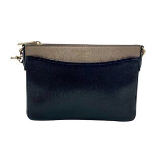 Kate Spade Gray And Black Pebbled Leather Margaux Crossbody Bag